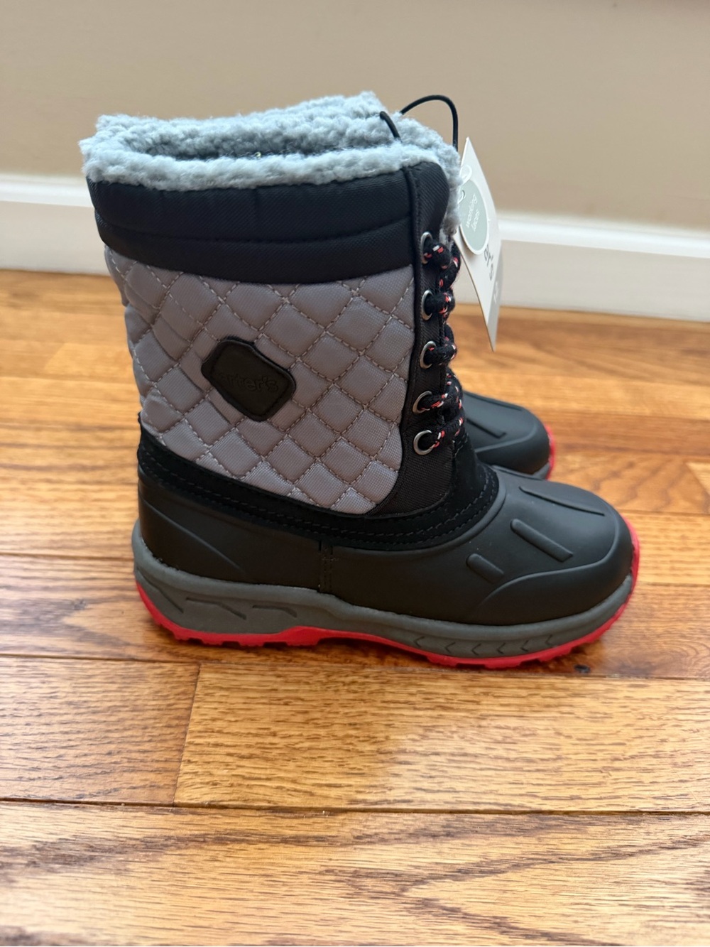 Carters Kids Gray and Black Winter Snow Boots